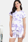 Zivame Dreamverse Knit Cotton Shorts Set - Pink Lavender — thumbnail 2
